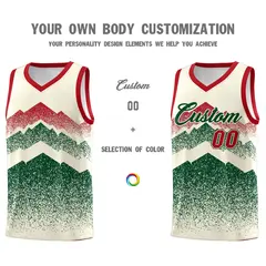 Cream Green Mountain Fade Gradient Fashion Basketball Jersey 3