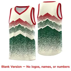 Cream Green Mountain Fade Gradient Fashion Basketball Jersey 6