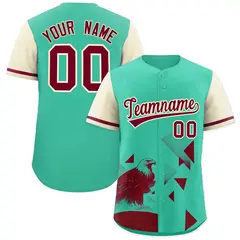 Cream Green Raptor Series Raglan Urban Style Baseball Jersey 1