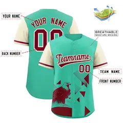 Cream Green Raptor Series Raglan Urban Style Baseball Jersey 2
