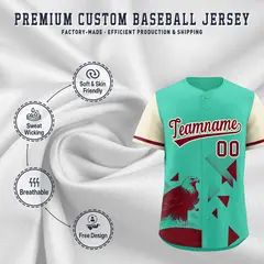 Cream Green Raptor Series Raglan Urban Style Baseball Jersey 3