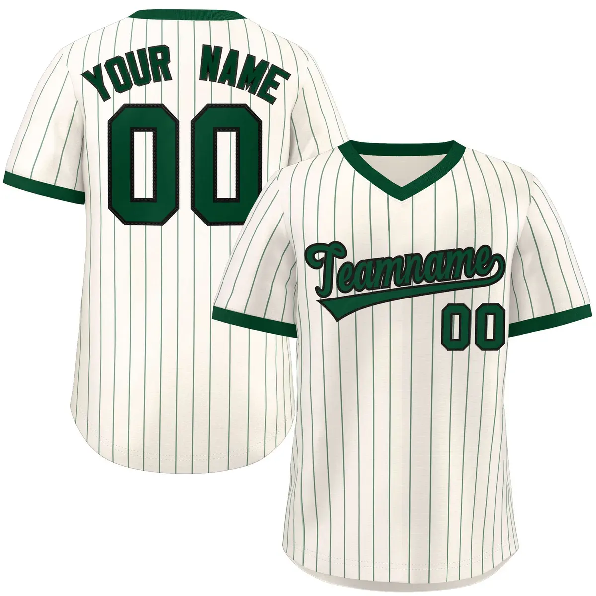 Cream Green Stripe Authentic Pullover Baseball Jersey