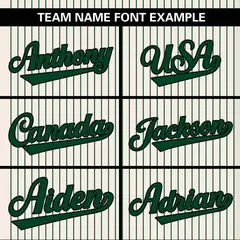 Cream Green Striped Fashion Two-Button Softball Jersey 4