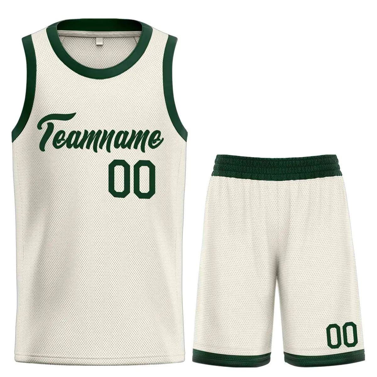 Cream Hunter Green Heal Classic Sets Basketball Jersey