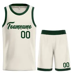 Cream Hunter Green Heal Classic Sets Basketball Jersey