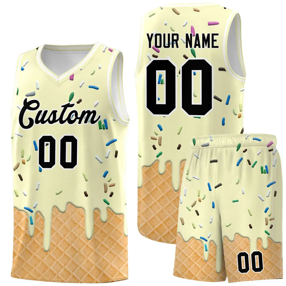 Cream Ice Cream Element Pattern Basketball Kits