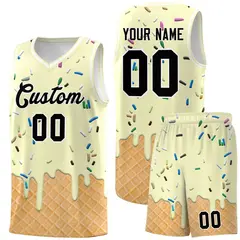 Cream Ice Cream Element Pattern Basketball Kits 1