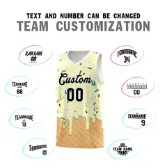 Cream Ice Cream Element Pattern Basketball Kits 4