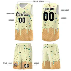 Cream Ice Cream Element Pattern Basketball Kits 5