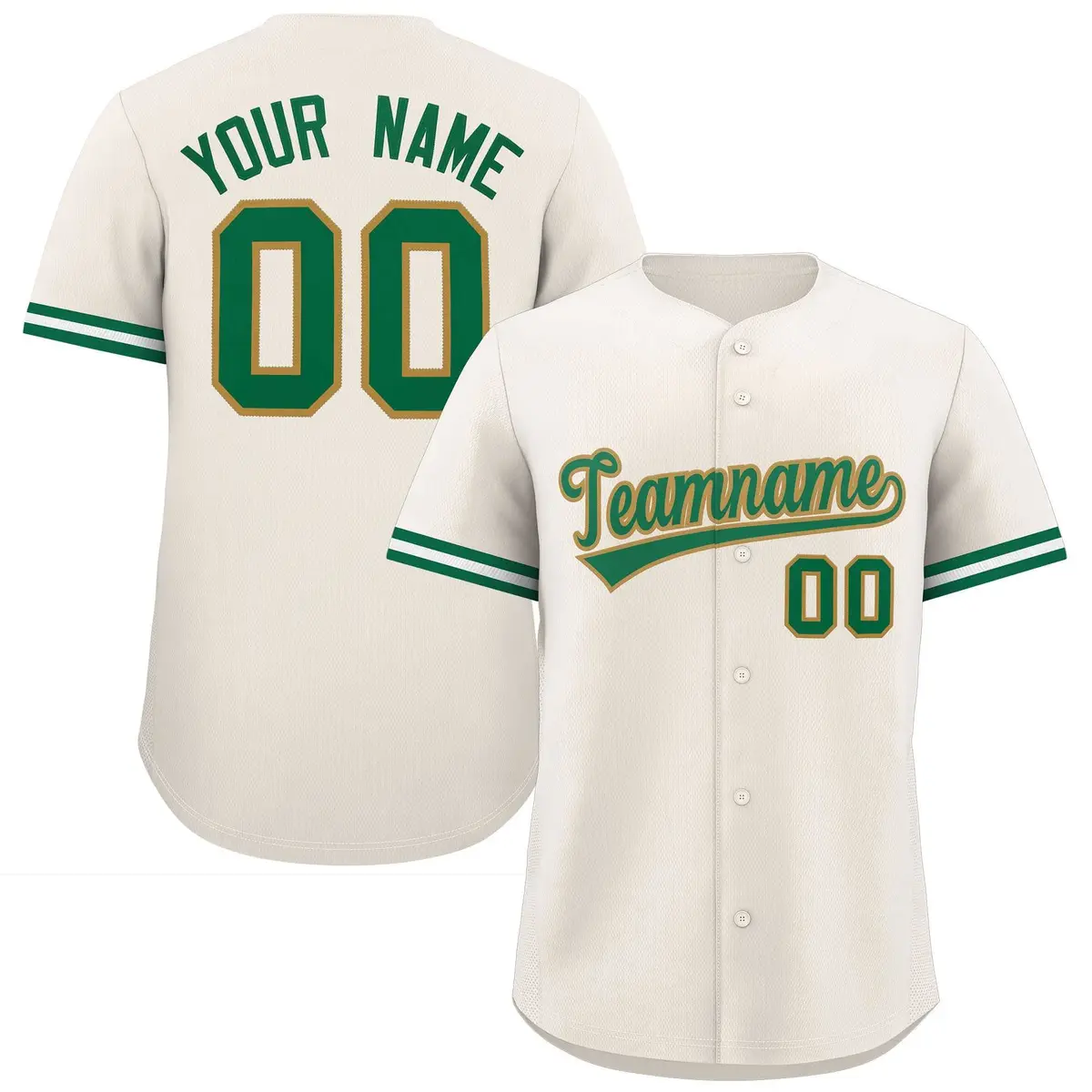 Cream Kelly Green Authentic Full-Button Baseball Jersey