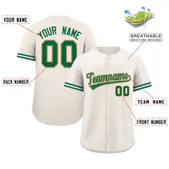 Cream Kelly Green Authentic Full-Button Baseball Jersey 2