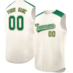Cream Kelly Green Classic Sleeveless Baseball Jersey
