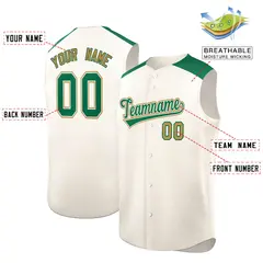Cream Kelly Green Classic Sleeveless Baseball Jersey 2