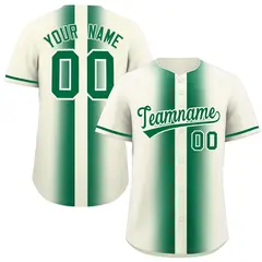 Cream Kelly Green Gradient Lapel Fashion Baseball Jersey 1