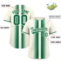 Cream Kelly Green Gradient Lapel Fashion Baseball Jersey 2