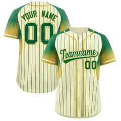 Cream Kelly Green Gradient Stripe Sleeves Baseball Jersey 1