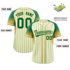 Cream Kelly Green Gradient Stripe Sleeves Baseball Jersey 2