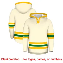 Cream Kelly Green Lace-Up Neck Hockey Hoodie Classic Style 7