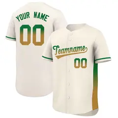 Cream Kelly Green-Old Gold Gradient Side Baseball Jersey 1