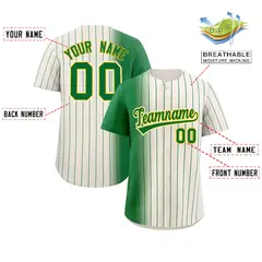 Cream Kelly Green Pinstripe Gradient Baseball Jersey 2