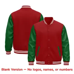 Cream Kelly Green Red Raglan Varsity Full-Snap Letterman Jacket 2