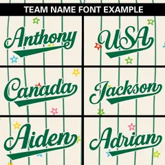 Cream Kelly Green Stripe Star Pattern Baseball Jersey 3