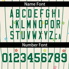 Cream Kelly Green Stripe Star Pattern Baseball Jersey 4