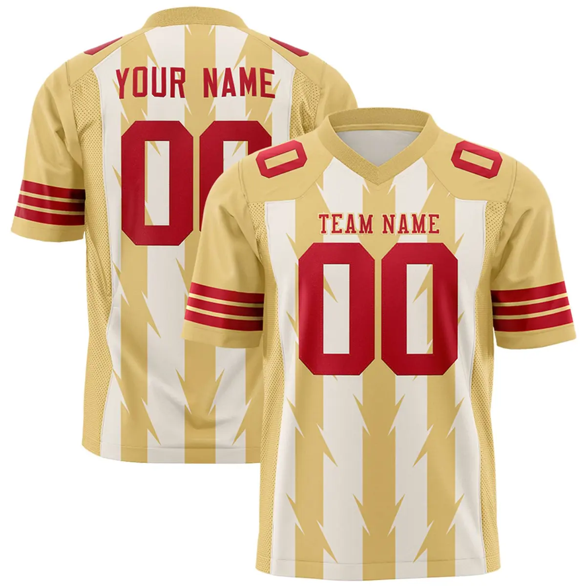 Cream Khaki Razr Stripe Graffiti Flag Football Jersey