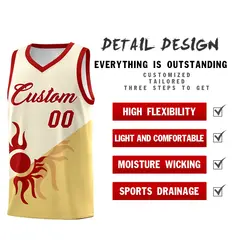 Cream Khaki Sunburst Two Tone Uniform Basketball Jersey 3