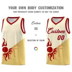 Cream Khaki Sunburst Two Tone Uniform Basketball Jersey 4