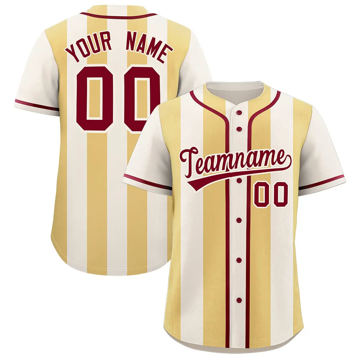 Cream Khaki Thick Stripe Authentic Baseball Jersey