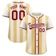 Cream Khaki Thick Stripe Authentic Baseball Jersey