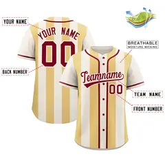 Cream Khaki Thick Stripe Authentic Baseball Jersey 2