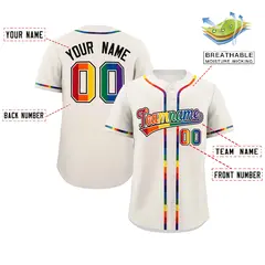 Cream LGBT Rainbow Pride Month Baseball Jersey 2
