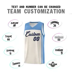 Cream Light Blue Classic Team Sports Basketball Jersey 4