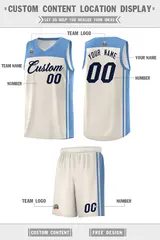 Cream Light Blue Classic Team Sports Basketball Jersey 5