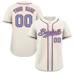 Cream Light Blue-Red Classic Authentic Baseball Jersey