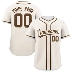 Cream Light Brown Classic Authentic Baseball Jersey 1