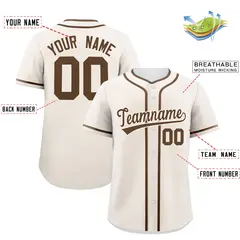 Cream Light Brown Classic Authentic Baseball Jersey 2