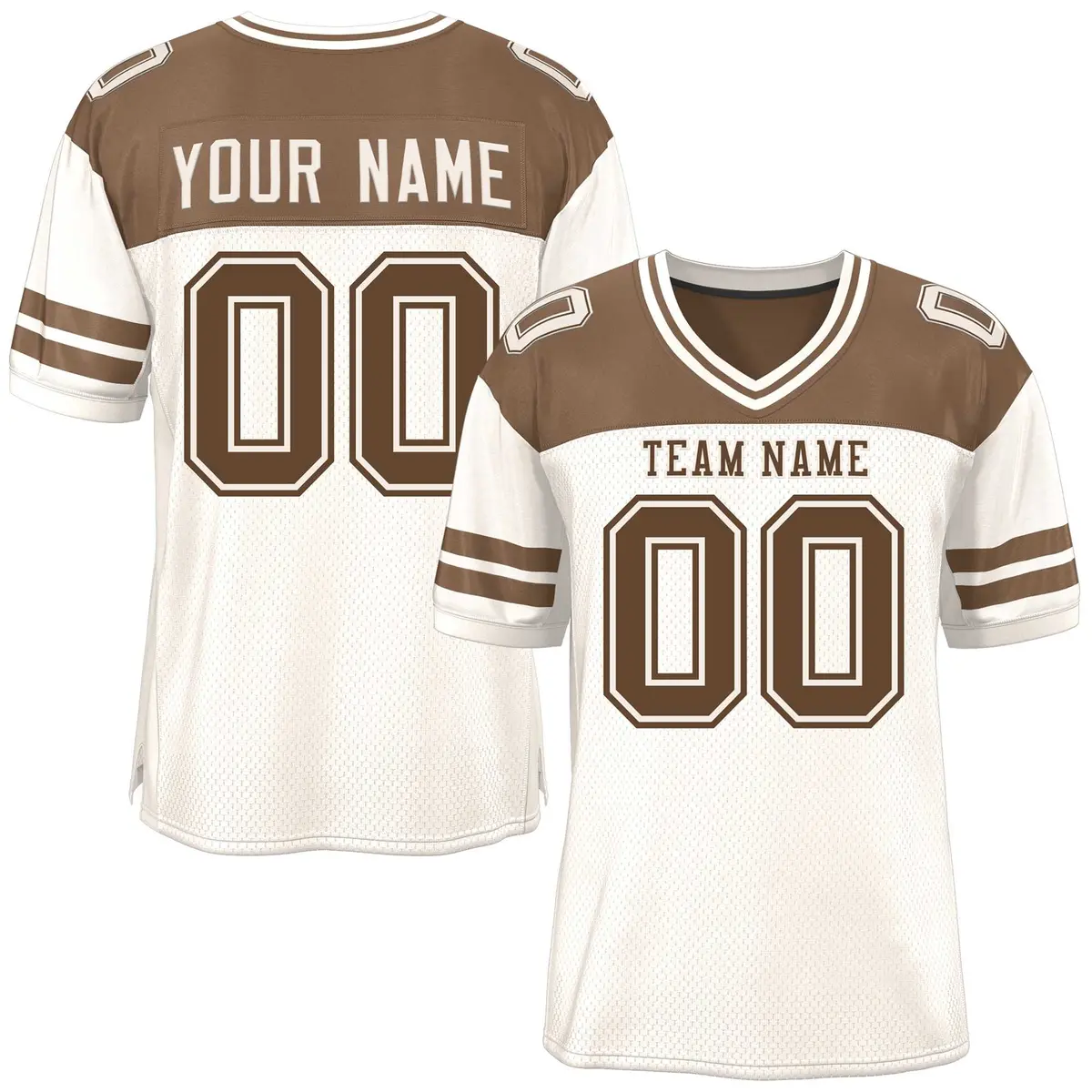 Cream Light Brown Color Block Authentic Football Jersey