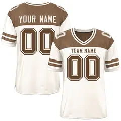Cream Light Brown Color Block Authentic Football Jersey