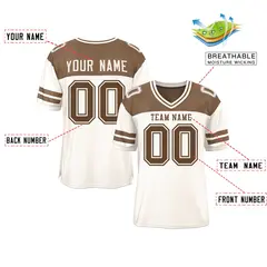 Cream Light Brown Color Block Authentic Football Jersey 2