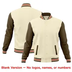 Cream Light Brown Dark Orange Raglan Sleeve Cotton Letterman Jacket 6