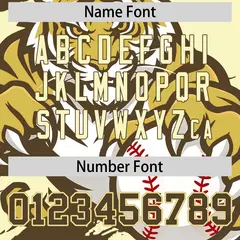 Cream Light Brown Old Gold Full-Snap Tiger Graffiti Baseball Jersey 7