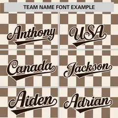 Cream Light Brown Plaid Fashion Authentic Baseball Jersey 3