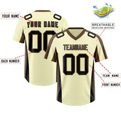 Cream Light Brown Side Stripe Authentic Football Jersey 2
