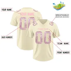 Cream Light Pink Sequin Lettering Football Jersey 2