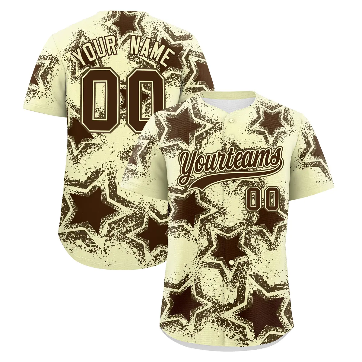Cream Light Star Graffiti Baseball Jersey