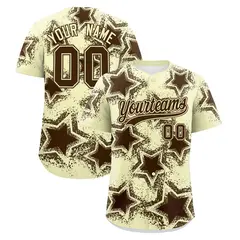 Cream Light Star Graffiti Baseball Jersey 1