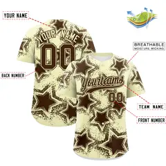 Cream Light Star Graffiti Baseball Jersey 2
